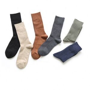 Custom Logo Spring Mens Soild Color Micro Pressure Wool Crew Socks