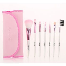 beauty base7-pc pink makeup brush small travel set beauty synthetic hair make up brush kit