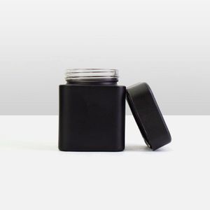 UV Glass Jar 120ml 250ml Empty Matte Black Square Child Resistant Food Storage Glass Cosmetic Container Jar with Lids