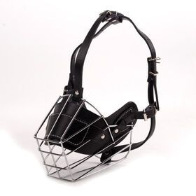 Pet safety Breathable Adjustable Leather Leash Large Medium iron metal durable Basket Dog Muzzles