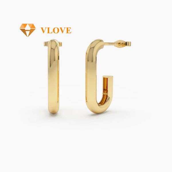 VLOVE Premium Custom Jewelry Production Luxury Earrings 14k Bold Paper Clip Hoop Earrings
