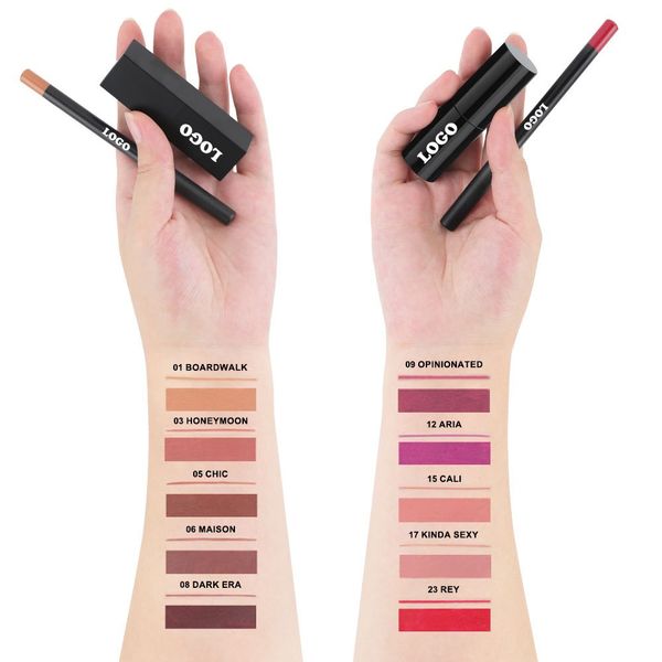 Cosmetics Wholesale Custom Private Label 10 Color Matte Lip Liner Own Brand Vegan Waterproof Lip Liner