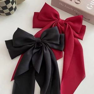 Silky Satin Hair Bows Big Hair Bows for Women Oversized Long Tail Large Hair Barrettes for Women