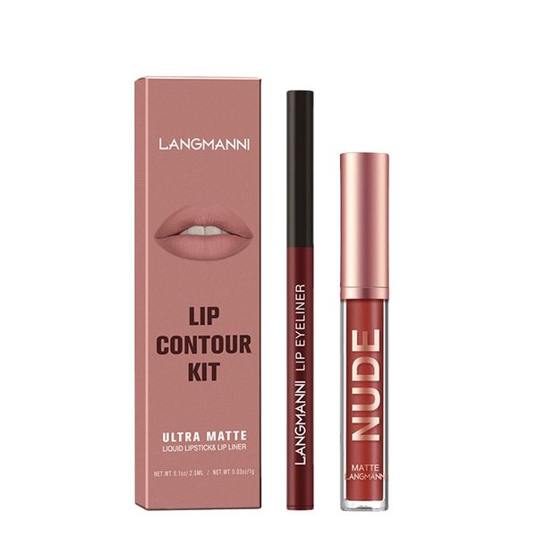 Lipgloss Lipliner Combination Set Waterproof Long-lasting Matte Liquid Lipstick&Lip Liner