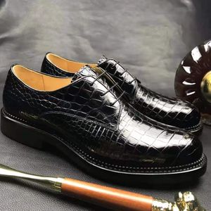 Goodyear Classic Italian oxford shoes men Genuine Crocodile Leather Men's Dress Shoes high quality Alligator formal shoes men