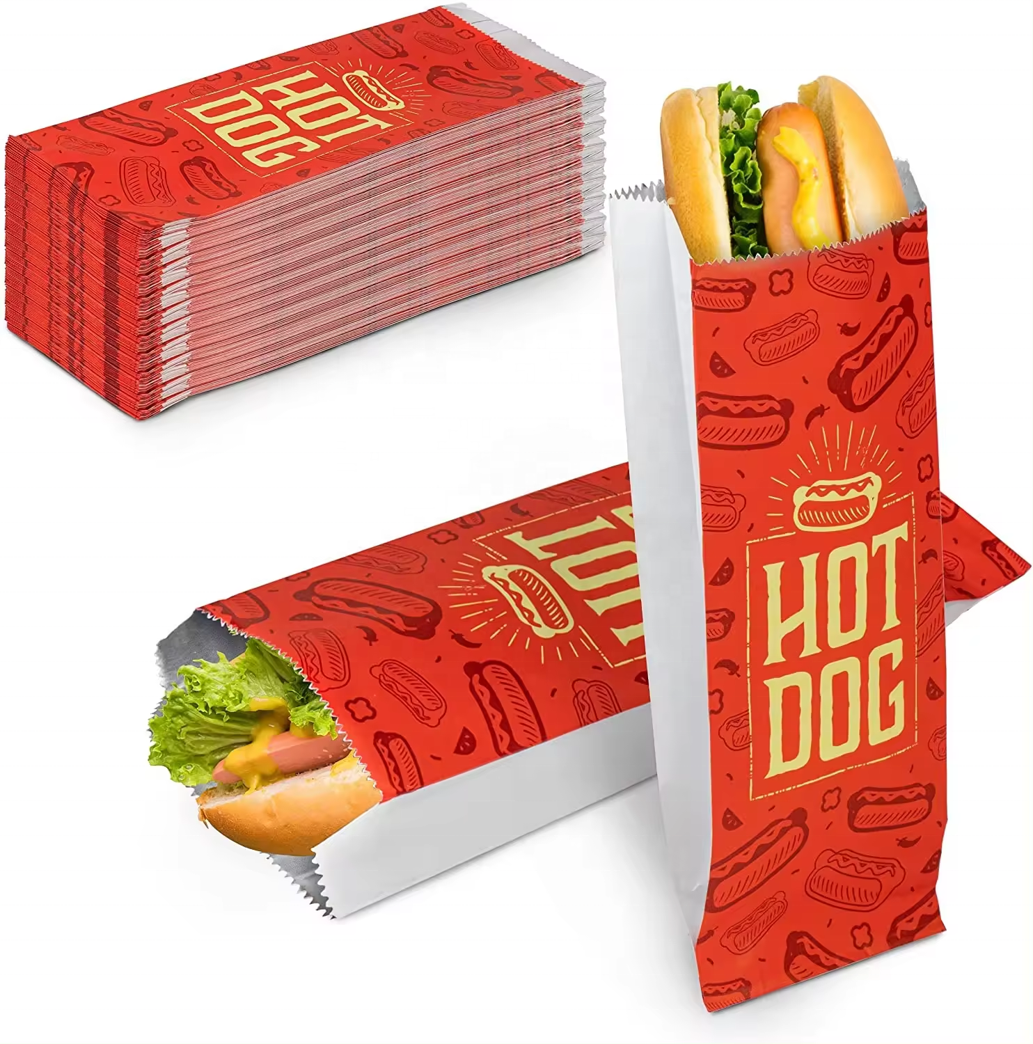 Food Wrappers Aluminum Foil Grease Resistant Paper hamburger Hot Dog bag for Snack Bars Food Stands Food Trucks