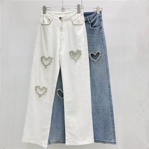 NEW 2024 Stretchy Jeans with Diamonds Women Fashion Holes Jeans Trousers Shiny Jeans for Women