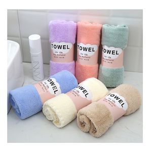 Solid Color Coral Fleece Hand Towel Wholesale Custom logo Absorbent Soft Microfiber Face Towel