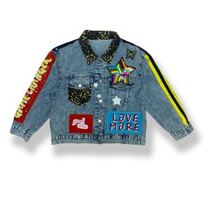 Wholesale Plus Size Colorful Patchwork Top Sequin Patches Luxury Women's Jackets Denim Coats Supplier