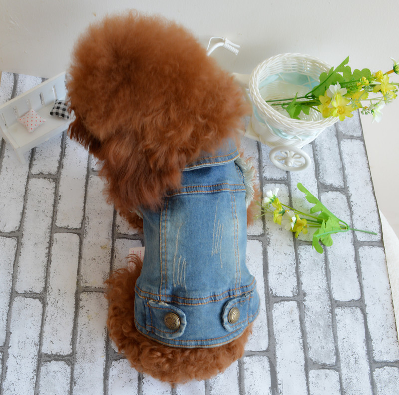 Customized personalized fashion design retro Teddy denim dog vest pet winter clothing waistcoat