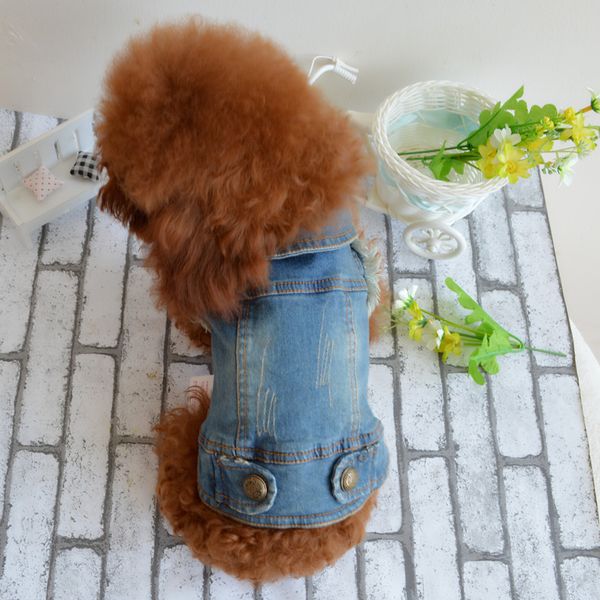 Customized personalized fashion design retro Teddy denim dog vest pet winter clothing waistcoat