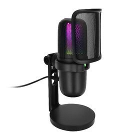 Gaming Microphone USB Gamer Microphone with RGB Lighting, 0-Latency for PC Gaming Podcasts