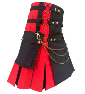 New Design Style Scottish Highland Traditional Highest 2024 Red And Navy Deluxe Utility Kilt