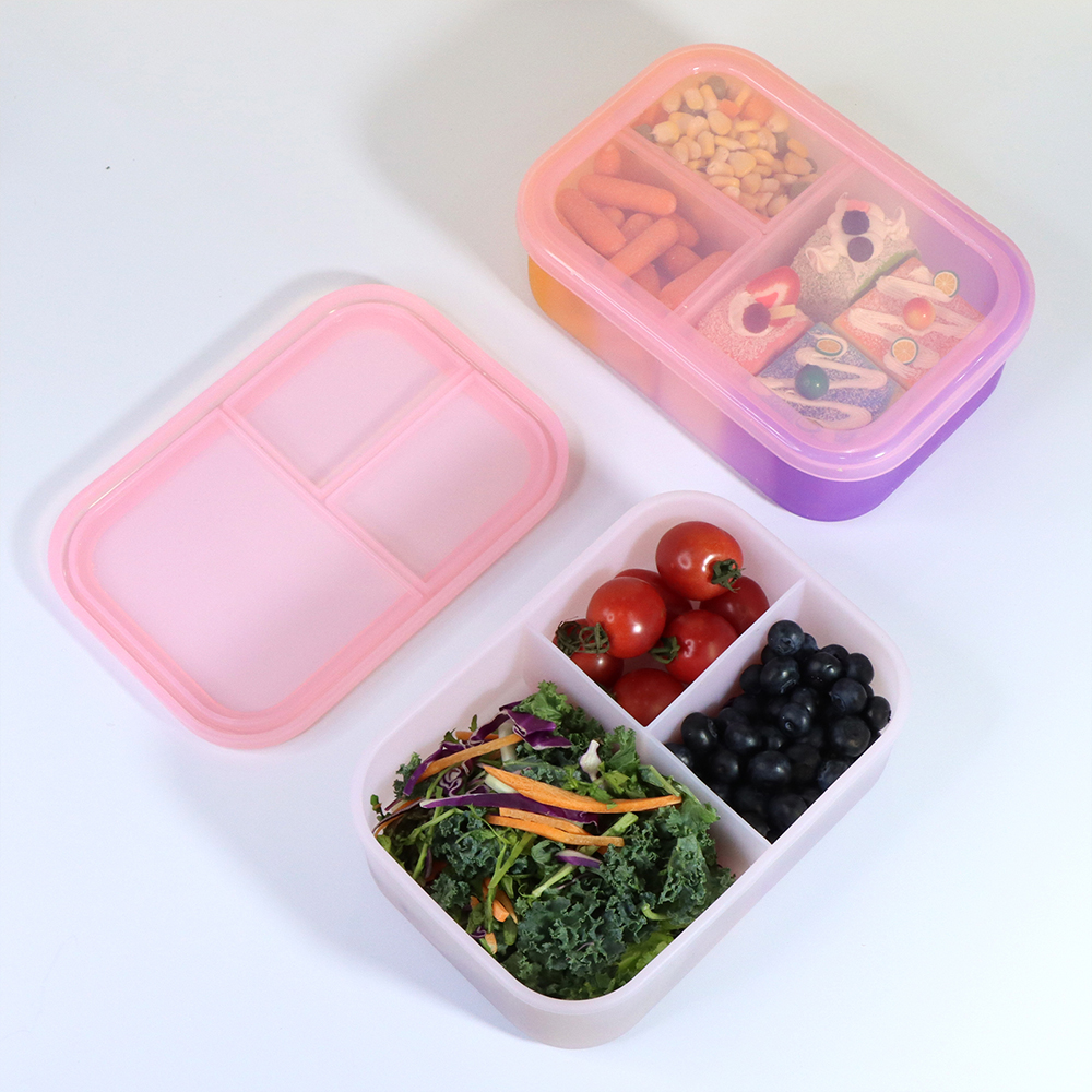 Eco Friendly Lunchbox Tye Dye School Lunch Box Set Food Storage Containers Translucent Child Kids Silicone Bento Lunch Box