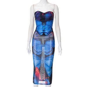 Women Clothing Fashion Butterfly Shoulderless Ladies Suits Women Outfits Skirt Set