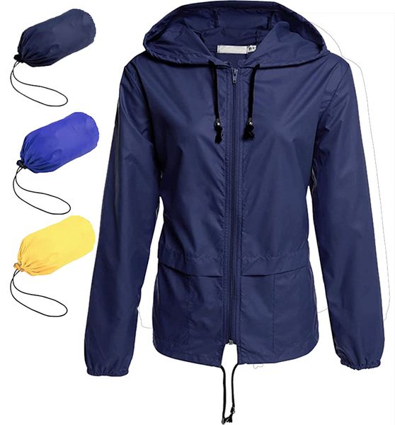 Women's Lightweight Hooded Raincoat Waterproof Packable Active Outdoor Women's Blouson Rain Jacket for Women