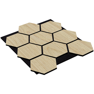 Hexagon Akupanel Fireproof Oak Wooden Veneer Slat Sound Proofing Acoustic Wood Wall Panel