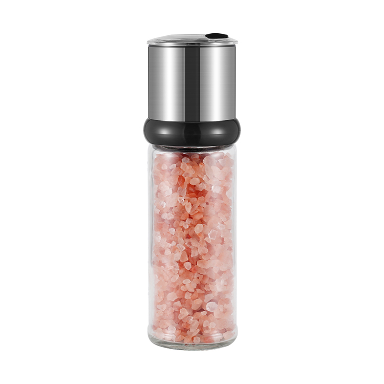CHINAGAMA 200ml Ceramic Burr Pepper Grinder Stainless steel Dry Spice Mill Adjustable Salt and Pepper Grinder with Glass Jars