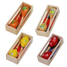 Factory Supply Cheap Wooden Baby Musical Toy Hand Maracas