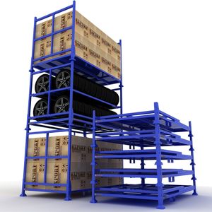 steel pallet Customized detachable powder coated fully welded square tube moveable racks rigid post Stackable metal pallet