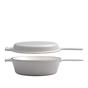 2 In 1  Double Use Combo Cookware Set 10 Inch Enamel Cast Iron Casserole Dutch Oven With Grill Lid
