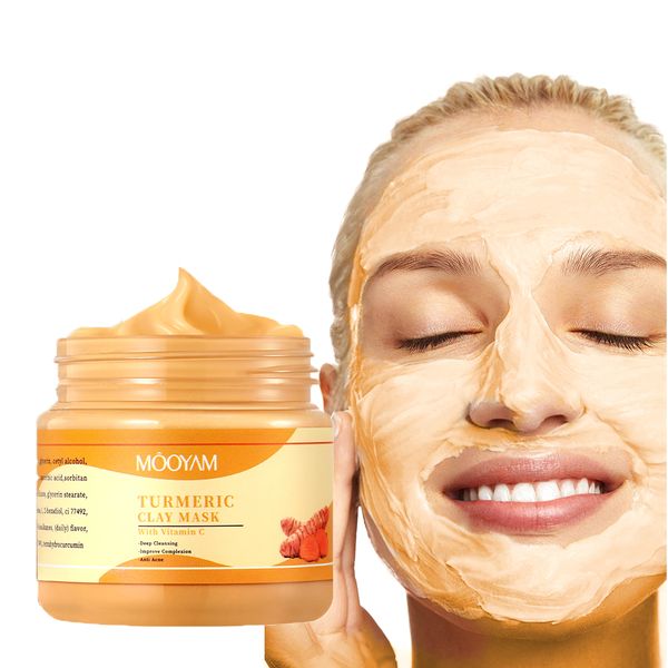 Private Label Organic Yellow Bentonite Turmeric Mud Facial Mask Skin Care Turmeric Clay Face Mask Clay Mask