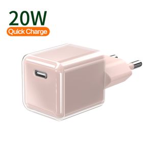 Wholesale FCC ROHS CE 20W Mini colorful Portable cube Wall Charger Universal  Cell Phone Adapter for iphones 16 pro max for gift