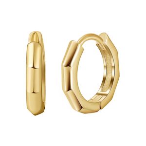 Wholesale Minimalist Fine Jewelry 925 Sterling Silver Earrings Geometric Bamboo Huggie Hoop Earrings