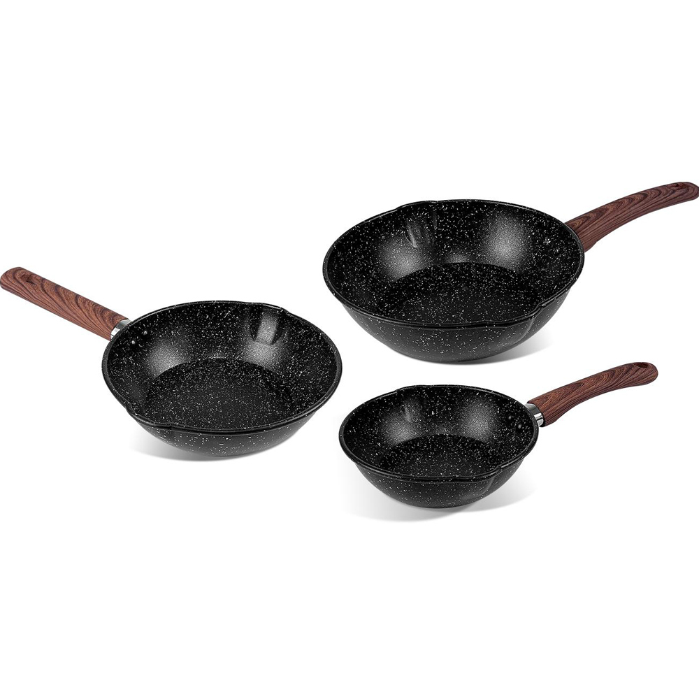 Jinhua Synmore Machinery Factory factory customized non stick granite fry pan set nonstick cookware set home flat fry pan cooking set