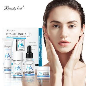 Hyaluronic Acid Skin Care Travel Kit High Quality Face Care Beauty Products Skin Care Sets Serum Face Cream Toner Cleanser 4PCS