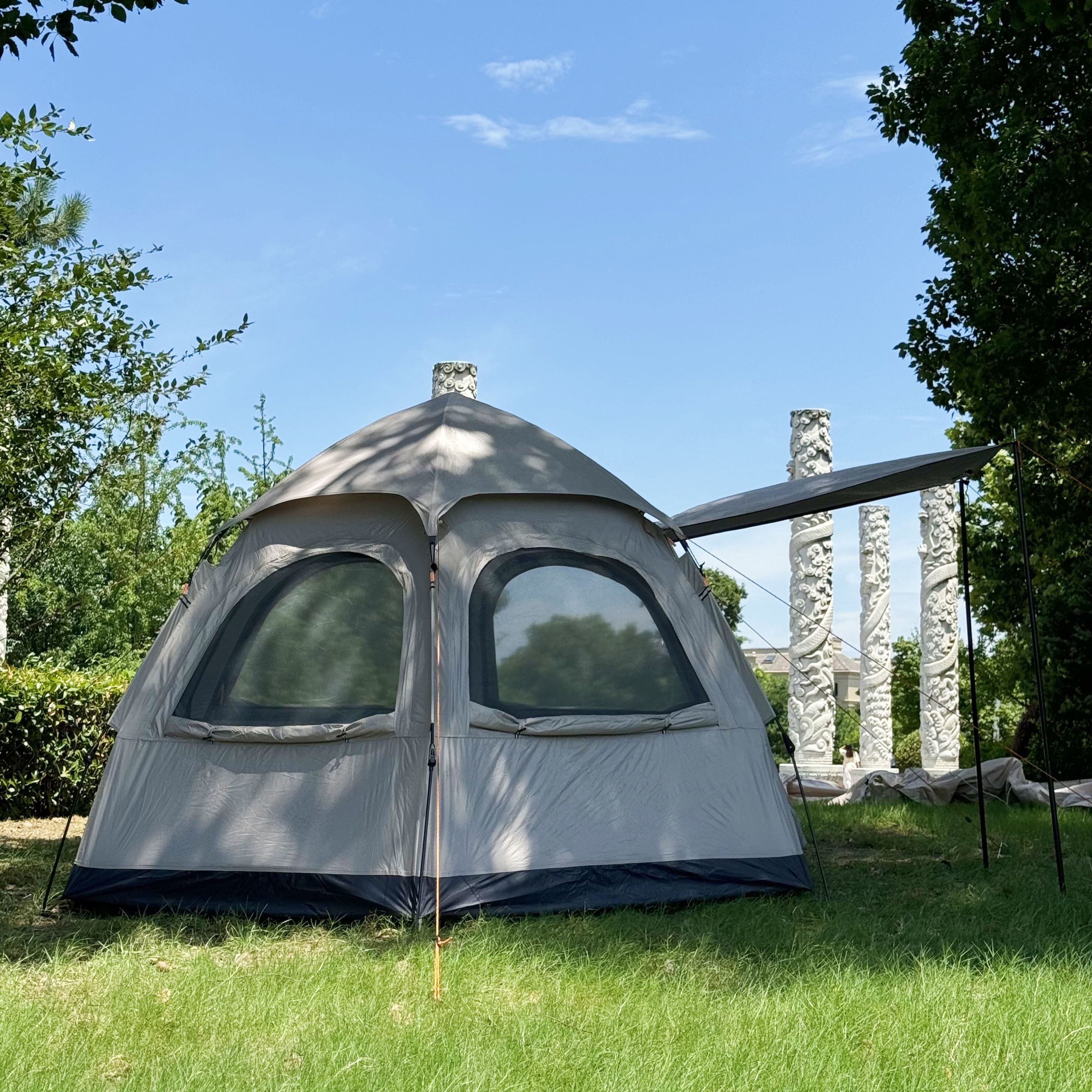 Wujiang City Spring Pine Weaving Co., Ltd. Custom 2-3 person automatic tent easy build up canopy family house portable outdoor camping picnic hexagonal folding waterproof