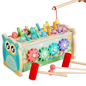 Eurolucky Wooden Montessori Toy Pounding Hamster Xylophone Fishing Music Toy Magnet Game Early Educational Toy For Children