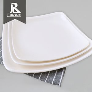 Wholesale restaurant melamine white plastic cheap bulk dishes melamine square dinner plate