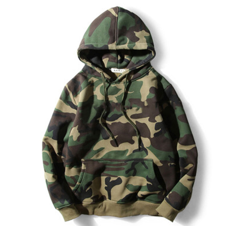 Wholesale Streetwear Pullover Fleece Material Hoodie Camo Full Sleeves camouflage Hoodies Men