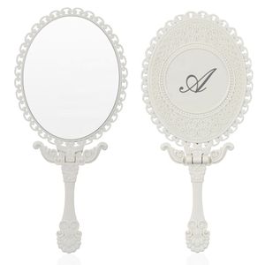 High Quality Custom Logo Handheld Makeup Mirror Folding Round Shape Fashion Portable Vanity Mirrors