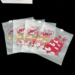 Custom Frosted Cartoon Zipper Self-Sealing Cute Accessories Small Underwear Packaging Plastic Transparent Seal Bag