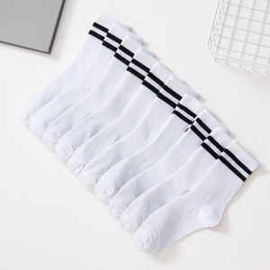 Wholesale Custom Black White School Socks Comfortable Cotton Women Crew Striped Socks