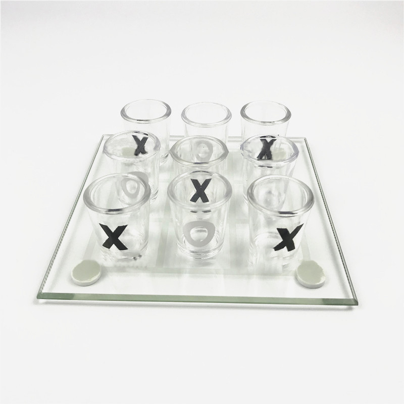 Custom drinking game shot glasses tic tac toe glass board desktop board game adults drinking games adults