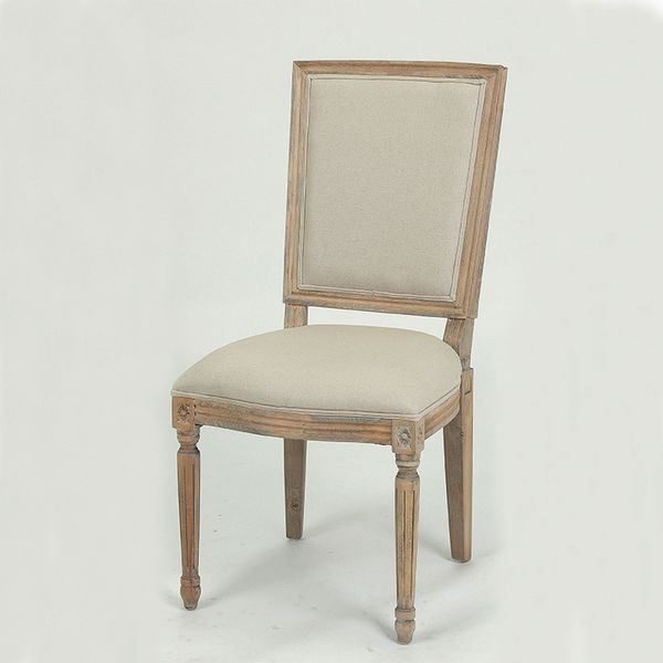 Antique  square back fabric seat wood dining chair classic design restaurant furniture(CH-809-OAK)