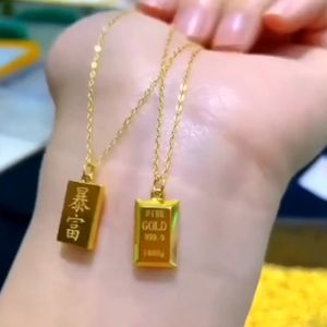 Luxury Fashion Real Pure 18K Gold Charms Pendants Necklace Women Ladies Bridal Engagement Wedding Jewelry