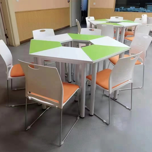hot sale round school study desk polygon team table modern training desk with chairs for student or adult