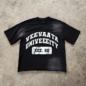 Manufacturer Custom Dtg Print Graphic Oversized High Quality Spray color T-Shirt Short Sleeve Black Cropped T Shirt Men
