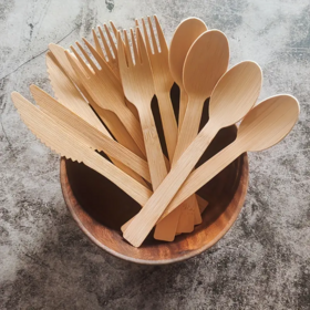 Eco-Friendly Bamboo Cutlery Disposable/Biodegradable Cutlery, Wooden Kitchen Utensils, Plates, Forks, Knives, Spoons