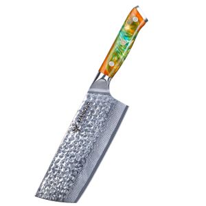 Forged Kitchen 7inch Nakiri Knife VG10 Core Damascus Steel Kitchen Knives with Resin Handle