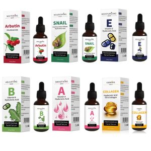 10 Types Facial Serum VA VB VC VE Hyaluronic Acid 24K Gold Retinol Collagen Snail Arbutin Whitening OEM 30ml MOOYAM Face Serum