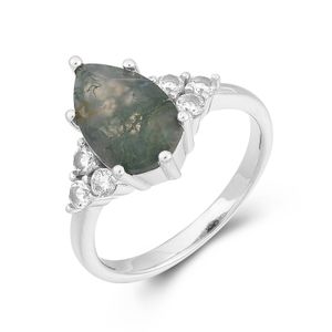 Designers New Type Wedding Rhodium Cut Engagement Band Jewelry Rings With Jewelry Moss Agate Rings
