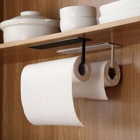Kitchen under cabinet stainless steel paper towel storage holder bathroom no drilling wall mounted paper roll towel holder