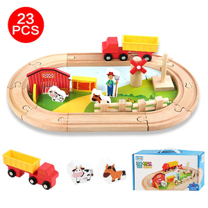 Games To Play Wooden Magnetic Train Farm Track Toys Educational DIY Toy Set For Kids 22pcs Railway Set