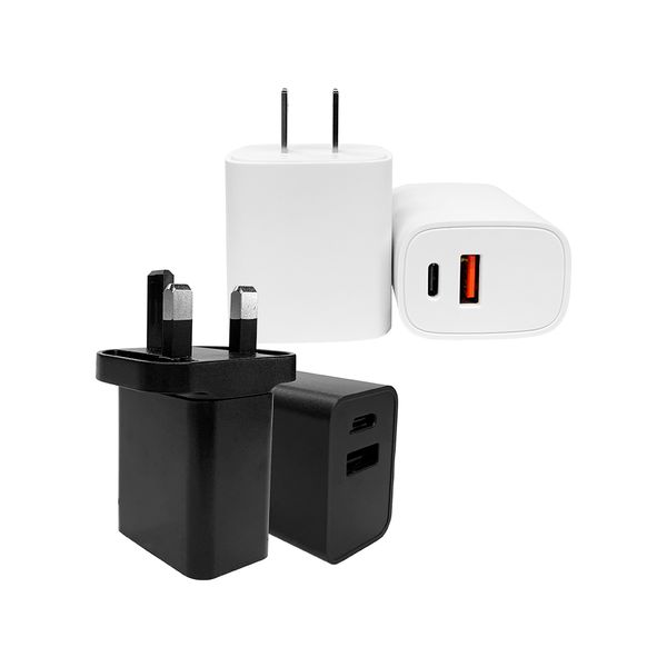 PD 20W 30W Dual USB C Wall Charger For iPhone Samsung Cell Mobile Phone Smart Wholesale Travel Power Adapter USB A  Fast Charger