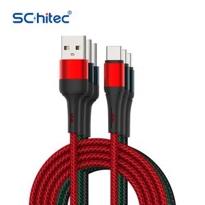 Wholesales nylon braided Type C cable Fast Charging  Cable metal head charger cable For iPhone Huawei